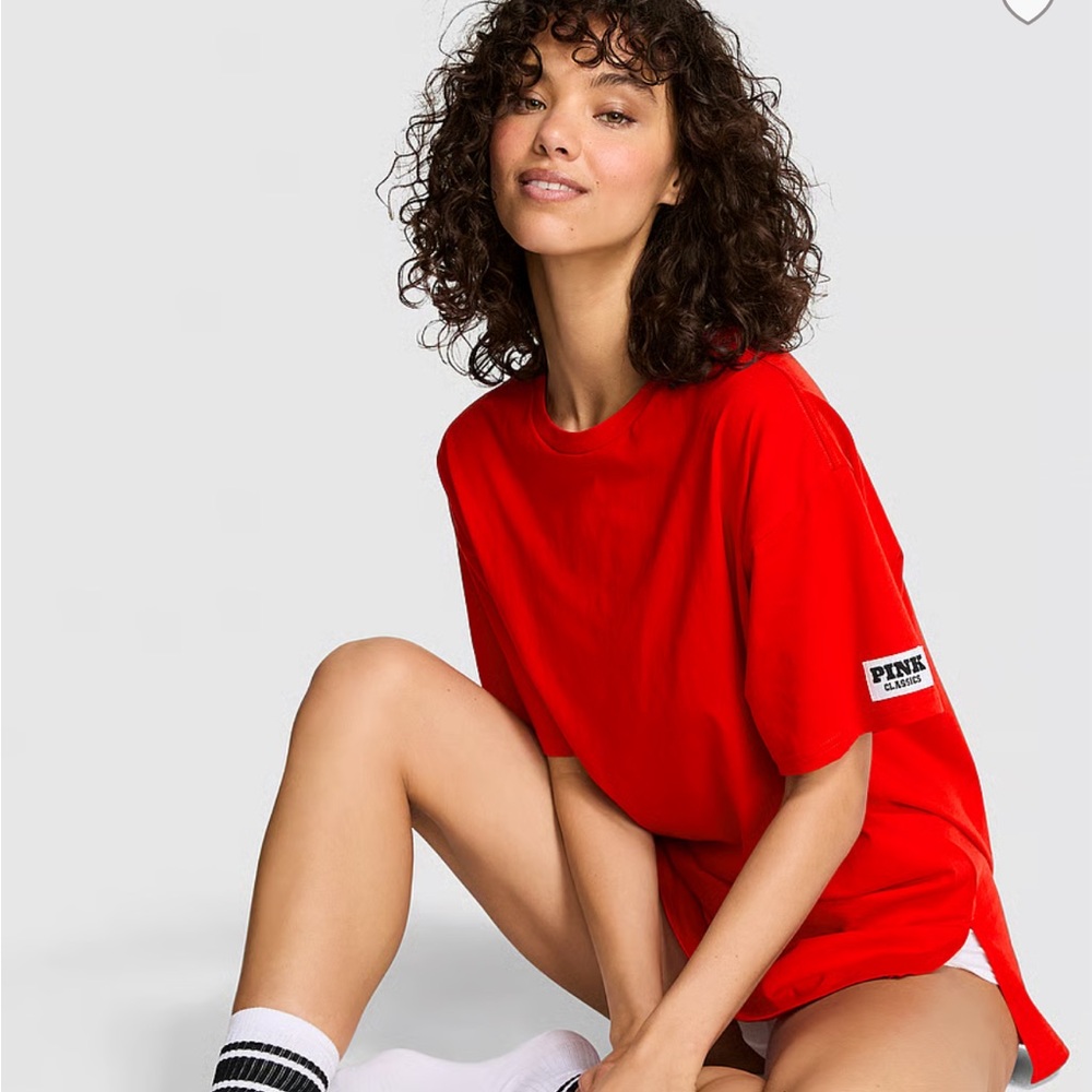PINK Victoria's Secret Bold Red Short Sleeve Tee